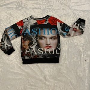 womens fashion face/flower design light sweatshirt